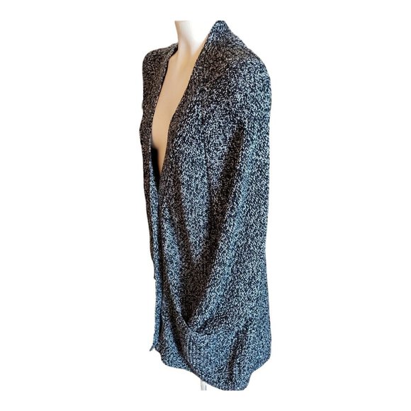 Woman Within 1X 22/24 Navy W/ Ivory Long Sleeve Button Up Cardigan Sweater - Picture 3 of 8